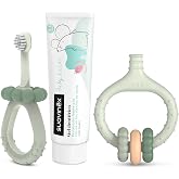 Suavinex, Dental Care Starter Set, Includes: Baby Toothbrush + Gum Massager + Baby Toothpaste, for Gifts, Ergonomic Handles,