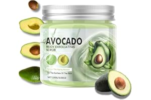SHEFAVE Avocado Body Scrub, Exfoliating Body Scrub, Body Exfoliator, Foot Scrub, Dead Skin Remover for Body, Natural Deep Cleansing, Softening & Nourishing, Skin Exfoliator for Men Women