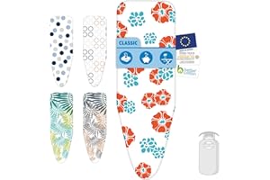 LAUNDRYSpecialist Premium Housse de Table à Repasser Classic 2 Couches - Extra perméable à la Vapeur - Taille L/XL Max. 52 x 140cm - Comprend Une Couche de Mousse de 3MM - Ajustement Parfait