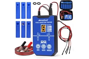 MRCARTOOL - Tester per iniettori di carburante per auto, 12 V, con 6 ugelli per iniettori EFI GDI da 5 V, 12 V, 8 modalità di impulso, iniettore, set di pulizia, doppio potere, cavo da 1 m