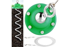Eurmax USA 360° Swivel Pet Dog Tie Out Stake Bonus 17FT Dog Tie Out Cable Dog Anchor Heavy Duty Dog Yard Stake Rust Proof Anchor Dog Tether Holds Up to 500Lbs Pull Force（Green）
