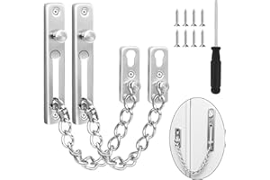 Bohoray 2 Stücke Edelstahl Türkette, Silbrig Türsicherheitskette mit 1 Schraubendreher, Innen Türkette Haustür, Türen Sicherheitskette für Haus, Hotel, Innentüren und Fenster