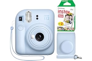 Fujifilm Instax Mini 12 Instant Camera Pastel Blue + Minimate Custom Case + Fuji Instax Film 20 Sheets Twin Pack