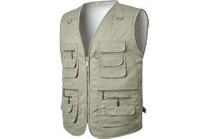 KTWOLEN Herren Outdoor Weste Winterweste Fleeceweste Freizeit Jagdwesten Trekking Wanderweste Ärmellose Fleecejacke Warm Angelweste mit 12 Taschen