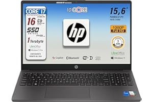 HP 250 G10, Pc portatile notebook, Intel Core i7, 10 cORe, Ram 16Gb, SSD 500Gb + SSD 500Gb, Display 15.6" Full HD, Win 11, portatile pronto all'uso, Garanzia Italia 3 anni