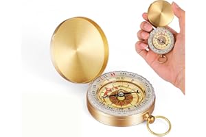 HUATEEN Brújula de Orientación Luminosa Vintage de Bolsillo, Navegación Impermeable que Brilla en Oscuridad para Senderismo, Acampada y Supervivencia al Aire Libre