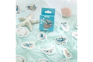 TA MERRY Scrapbook Accessories Stickers Kit，46Pcs Scrapbooking Supplies Vintage Washi Sea Journaling Stickers for Adults，Aesthetic Kindle Book Stickers Craft Supplies for Scrapbooking，Card Making(Flower Sea）