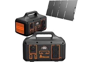 EXTRALINK Estacion de energia portatil 510Wh, 800W Generador Electrico silencioso, Alta Potencia, 2x 230V CA, 2x USB, 1xUSBC 100W, Pantalla LCD, Power Station con panel solar 120W