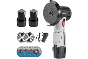 Snorthy Mini Angle Grinder, 12V Cordless Battery Angle Grinders Portable Angle Grinder Tool with 2 Rechargeable Batteries 6 Cutting Discs 1 Wrench and Charger for Cutting Grinding Polishing