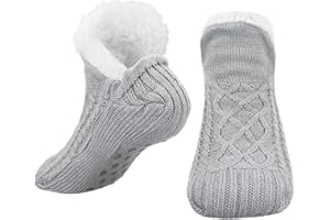 Bestomrogh Women Slipper Socks,Fluffy And Warm Fleece Lined Anti Slip Socks Soft Thick Home Bed Floor Sock for Women Men