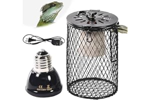 Mineup Reptilien Wärmelampe mit Schutzkorb, 2 Stück Wärmelampe Schildkröten, 50 W Glühbirne Aus Keramik, Schildkröte Wärmespotlampe, Keramik für Schildkröte, Schlangen, Echsen, Chamäleon