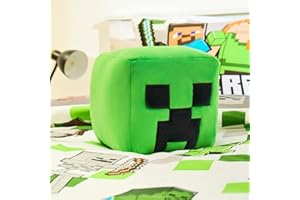 OHS Minecraft Creeper Head Plush Pillow Soft Stuffed Toy Kids Teenagers Back Support Cushion for Sofa Bedroom Accessories Decorative Throw Pillow Gifts for Gamers, Green - 20cm