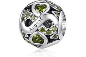 HappyStar 925 Sterling Silver Original Openwork Infinite Love Birthstone Charms for Bracelets Dangle Pendant Beads Charms With Cubic Zirconia Jewelry Birthday Gifts For Women