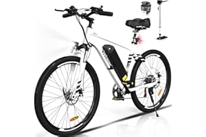 HITWAY Bicicletta Elettrica, Adulti Mountain Bike Elettrico, Bicicletta elettrica da, E-bike da pendolarismo con batteria rimovibile da 36V/12AH, 7 Velocità, 35-90km