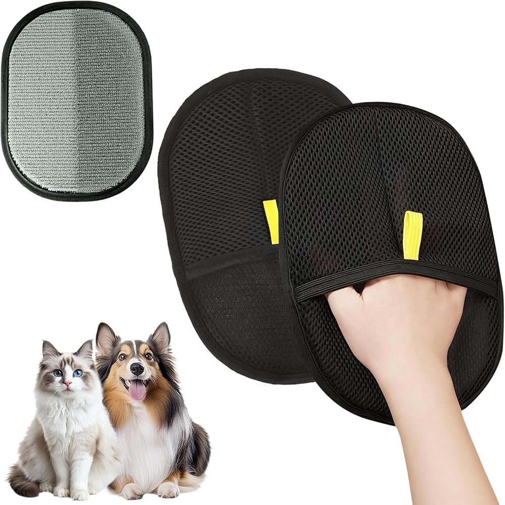 MADPET Kürk Mıknatıslı Tüy Temizleme Eldiveni 2’li Paket – Kedi ve Köpekler için Parmaksız Evcil Hayvan Tüyü Çıkarıcı Eldiven – Kıyafet, Kanepe, Halı ve Araba Koltuğundan Tüyleri Kolayca Temizler