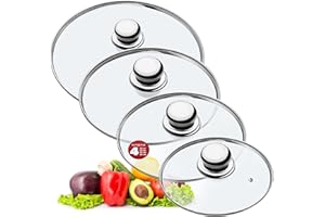 KADAX Lot de couvercles de casserole universels en verre avec poignée, résistants à la chaleur, différentes tailles, couvercle en verre pour casserole, poêle (20+24+26+28 cm, poignée en métal) K8380