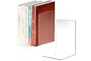 Qualsen Sujetalibros Originales Sujeta Libros Estanteria Sujetalibros De Acrílico Transparente Soporte Libros Estanteria Separador De Libros Aguanta Libros Para Oficina Escolar 18x12x12CM（2 Unidades）