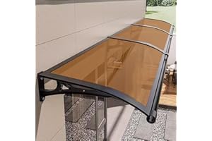 OCAZI auvent de terrasse，Auvent de Porte et fenêtres,auvent Porte d'entree，Marquise en Polycarbonate Résistante, Contre La Pluie et UV,Porte Toit Marquise Abri Protection - Brun - 60x120cm/24 x47