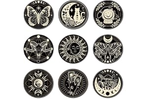 ANATTASOUL 9 Pezzi di Pattern Fasi Lunari Magia Sottobicchieri Legno, Sottobicchieri per Bevande,Coaster per Tavolino del Caffè, Decorazione per Cucina e Sala da Pranzo