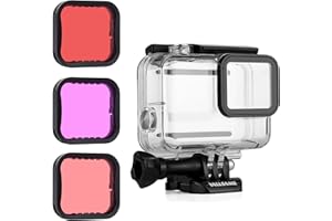 YALLSAME Waterproof Housing Case with Dive Filter for GoPro Hero 7 Silver/White Action Camera 147ft Underwater Photography Protective Diving Accessories Kit for Go Pro 7 White Silver