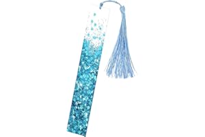 KAREERAN Glitter Bookmarks for Women, Resin Bookmark with Colorful Tassels, Transparent Page Reading Marker Reading Gifts for Readers Teachers Students Graduation Birthday