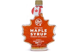 MapleFarm - Pur Sirop d'érable Catégorie A, Ambré - goût riche. 500 ml (661g). Bouteille de feuilles érable - Original maple syrup Grade A (Amber, Rich taste)