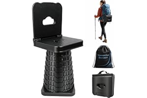 Flixyticy Tabouret Pliant Portable amélioré avec Dossier, siège télescopique Pliable pour Adultes Le Camping, la pêche, la randonnée, Les barbecues, Hauteur 45 cm (Tabouret avec Dossier)