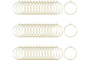 VICDUEKG 200 Stück Weinglas Charms Ringe 25mm Glas Identifikations Getränke Markierungen Legierung Weinglas Anhänger Charms für Getränke Weinglas Cocktail Champagner Glasflasche Dekoration (Gold 01)