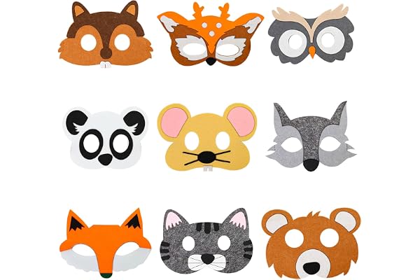 MYLERCT Masque Animaux, Doux, Agréable à Porter, Réutilisable, Masque Animal pour Déguisement Cosplay, Carnaval, Fête d'Anniversaire