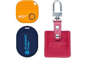 musegear Essentials: Schlüsselfinder mit Bluetooth App aus Deutschland I Special Bundle: Finder Mini dunkelblau, Finder 2 orange, Finder 2 in Ledertasche Bordeaux I Maximaler Datenschutz