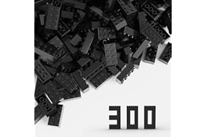 TTEHGB TOY Classic Bulk Brick Block 2x4, 300 Piece Building Brick Black, Compatible with Lego Parts and Pieces 3001(Colour:Black)