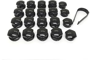 PARTSDEALERS WHEEL NUT COVERS FOR VOLVO S60 S80 S90 V60 V90 XC40 XC60 XC90 POLESTAR LOCKING CAPS SET (Large Type, Black)