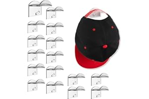 FUNUPUP Crochets de Chapeaux, 16 Pièces Support Mural Porte Chapeaux Adhésif Porte Casquette de Baseball Organisateur (Transparent)