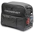 PowerNet Rolling Baseball Coaches Bag Caddy | Holds Up to Two Ball Buckets with Padded Seats | Telescoping Pull Handle Rugged Wheels for Easy Batting Practice | Bucket Organizer for Softball