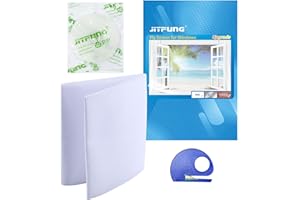 JIT-FUNG Moustiquaire Fenêtre, Découpable à la Dimension 130 * 155cm, Le Filet à Mailles Fines Peut Bloquer Les Insectes sans Perçage, avec Velcro Adhésif et Outil de Coupe (Blanc, Lot de 1)