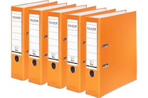 Falken lot de 5 classeurs en plastique PP-Color Végan. Fabriqué en Allemagne. 8 cm, DIN A4, orange