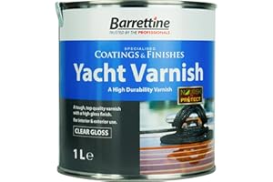 Barrettine Yacht Varnish (Clear Gloss, 1L) - High Gloss Finish Interior & Exterior Wood Varnish with Long-Lasting Protection Against Cracking, Flaking & UV Damage