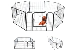 Parc Enclos pour Chien Chiot et Lapin 80x60x8, 8 Panneaux 80X60cm, 2,56M2, modulable, intérieur et extérieur, Pliable, Garantie 5 Ans, Paitsy