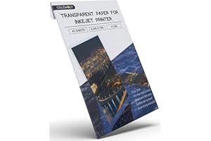 COLEMOLY Transparency Sheets Transparent Paper 45 Sheets Inkjet Transparency Film Inkjet Printer (100% Clear) Acetate Sheets Clear Paper 8.5x11 Inches for Crafts, Premium Print