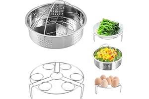 Trintion 3Pcs Steamer Basket Rack Set Stainless Steel Trio Separator Set Durable Pressure Cooker Accessories Steam Basket with Egg Steamer Rack Divider for Pressure Cooker Instant Pot