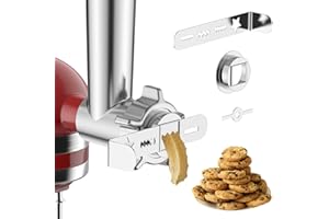 GVODE Embout à biscuits en acier inoxydable avec 4 formes pour Kitchenaid hachoirs, embout à biscuits avec anneau de liaison pour Bosch hachoirs, parfait pour la pâtisserie, lavable au lave-vaisselle