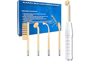 GENZO Alta Frecuencia Estetica Facial Profesional - High Frequency Wand - Alta Frecuencia Facial y Capilar - Maquina Quita Arrugas, Acné y Manchas en la Piel - Tecnología LED con 4 Electrodos Diferentes