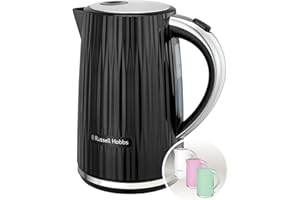 ‎RUSSELL HOBBS Russell Hobbs Wasserkocher [1,7L 2400W] Eden Schwarz, Edelstahlakzente (herausnehmbarer Kalkfilter,Deckelöffnung per Knopfdruck,Wasserstandsanzeige, leuchtender Schalter, BPA frei) Teekocher 27361-70
