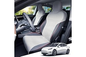 ‎ASZSK ASZSK 2 Stück Tesla Sitzbezug für Tesla Model Y 2021-2024, Model 3 2021-2023 Auto Vordersitzbezug Hergestellt aus hochwertigem Wildleder, Auto Vordersitzbezug Zubehör (Hellgrau)