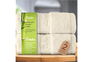 GC GAVENO CAVAILIA Bamboo Hand Towels 2 Pack - 500 gsm Highly Absorbent Towels For Bathroom (50x80 Cm) - 60% Bamboo, 40% Cotton Towels Bale Extra Soft - Cream