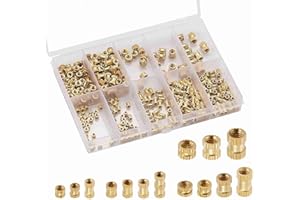 Litorange Assortiment de 360 écrous moletés M2 M2,5 M3 M4 filetés femelles en laiton, pour réparation quotidienne de projets d'impression 3D