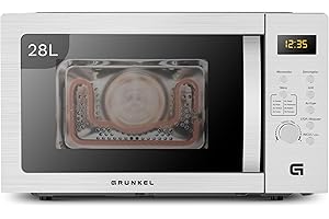 Microondas con grill y airfryer Grunkel MW-28AIRFRYER de 28 litros y 3 funciones, microondas 900W, grill 1200W, airfryer y horno 2200W con 5 niveles de potencia 8 programas y descongelado.