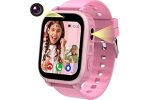 RUOPOEM Reloj Inteligente Niño 4G, Reloj GPS Niños Localizador y Llamadas, Smartwatch Niños con Tarjeta SIM Videollamada SOS Chat SMS Juego Cámara Despertador IP68 Modo Clase, Regalo Niña Niño