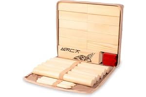 Holtaz Kubb Jeu Échecs Vikings en Bois Jeu d'extérieur Échecs Suédois pour Toute la Famille Jeux Plein Air Rouge avec Sac de Transport Premium