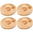 SHOWERORO 4pcs Rotatable Whiskey Glasses Coaster Base for Bars Parties Round Drink Coasters for Whiskey Beverages Wood Spinning Whiskey Glass Cups Coaster Round Saucer